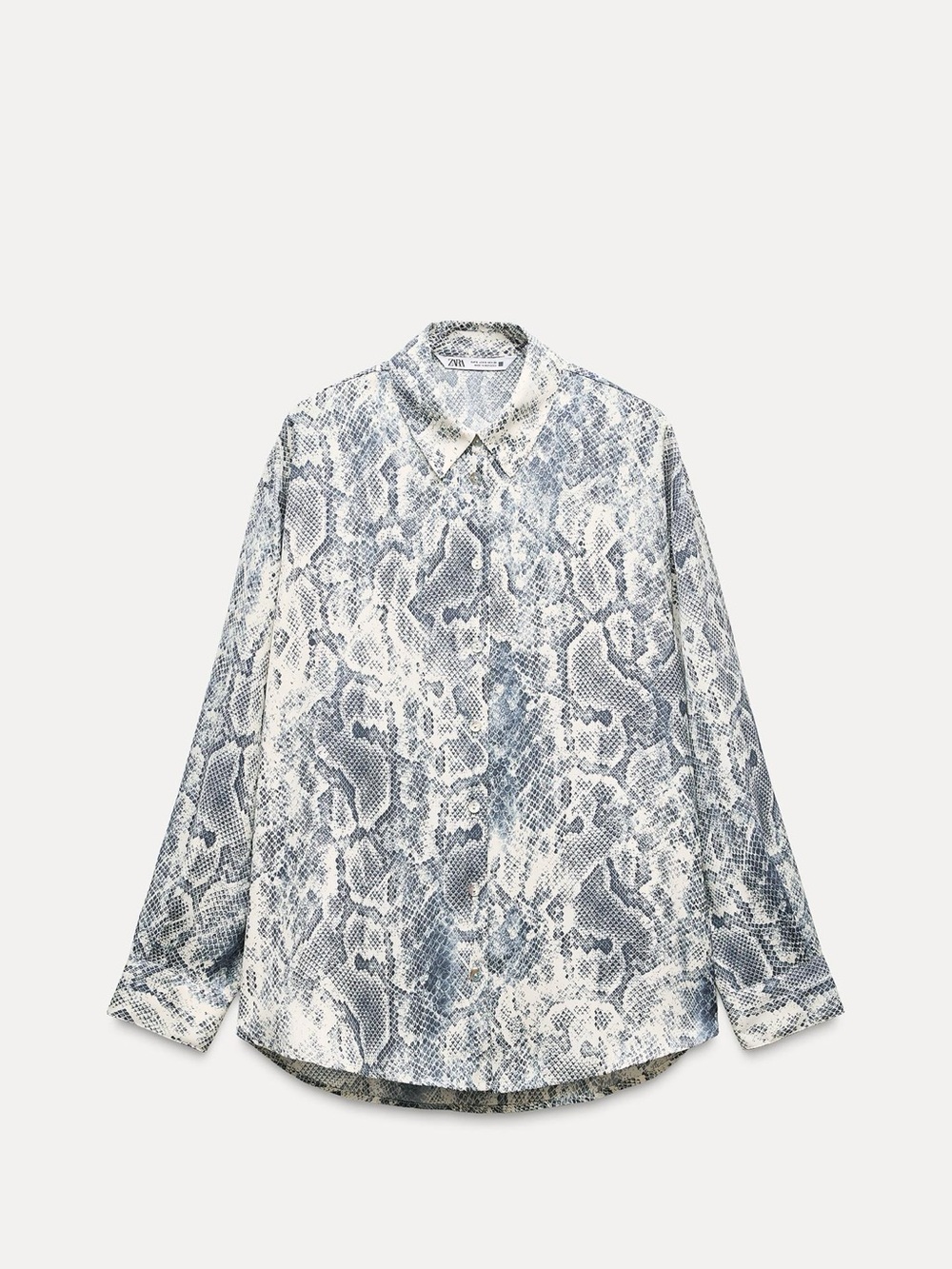 Zara Snake-Print Pants Set in Cream and Blue